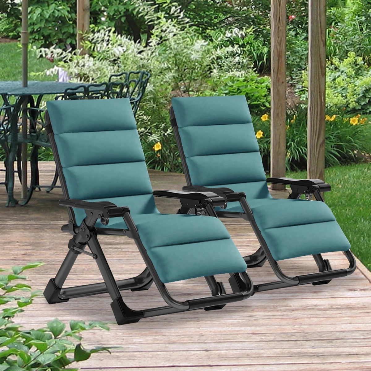 Slsy 2 Pack Zero Gravity Chair Reclining Lounge Patio Chairs, Adjustable Lawn Recliner with Removable Pillow, Cup Holder, Soft Cotton Pad