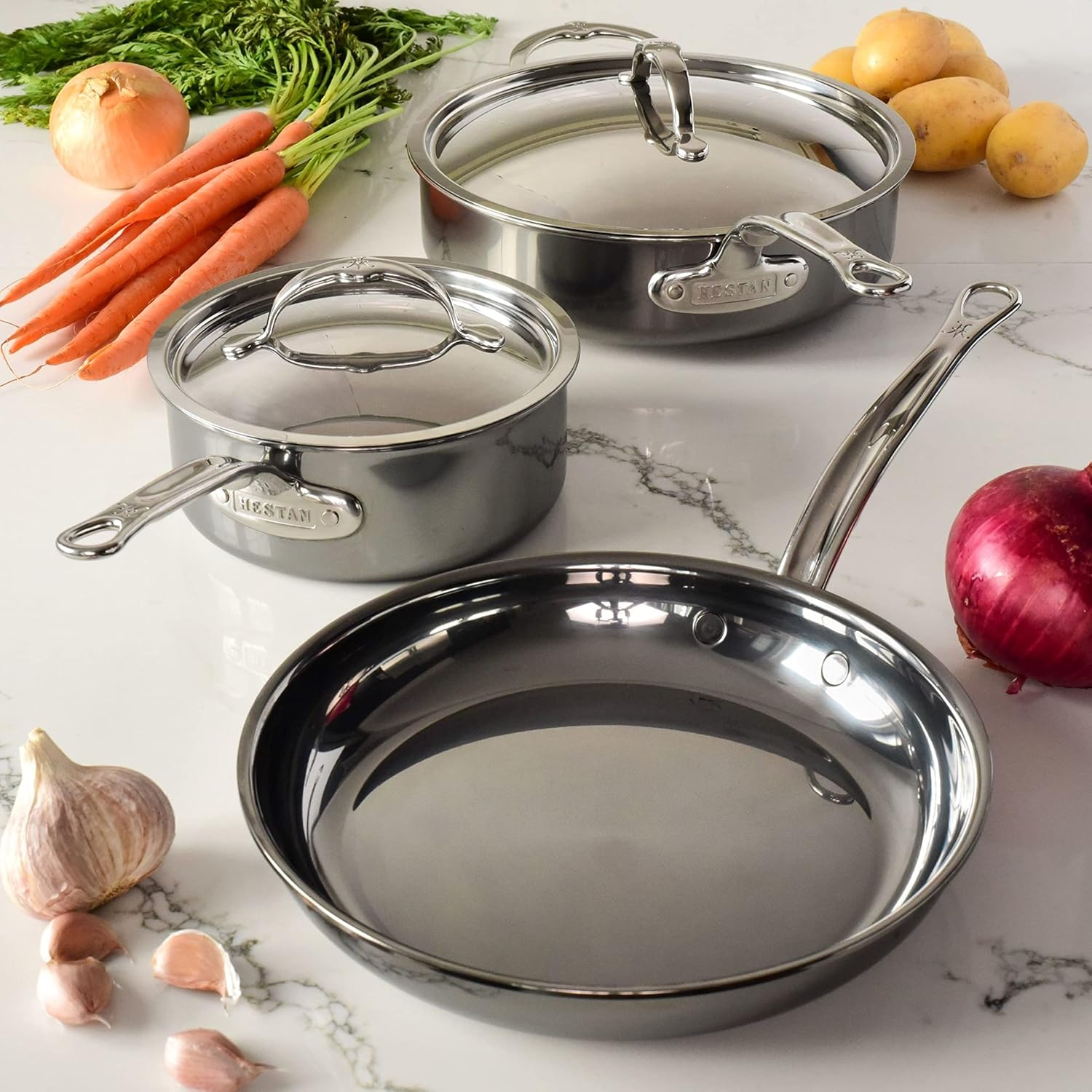 Hestan - NanoBond Collection - Titanium Stainless Steel 5-Piece Essential Cookware Set - Toxin, PFAS, & Chemical Free Clean Cookware