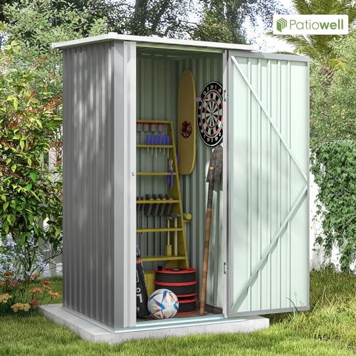 Patiowell 3 x 3 FT Outdoor Storage Shed,Small Garden Tool Storage Shed with Sloping Roof and Single Lockable Door