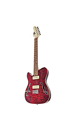 IYV 6 String Semi-Hollow-Body Electric Guitar, Left, Cherry Red (ITF-450 LH)