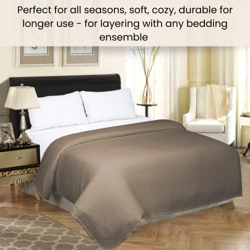 Cotton Clinic Waffle Bed Blanket 100% Cotton - All Season Blanket - Soft Breathable Lightweight - Perfect Blanket Layer for Couch Bed Sofa