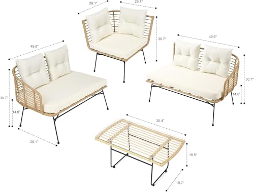 3 Piece Patio Bistro Set, Outdoor Wicker Table and Chairs Set of 2