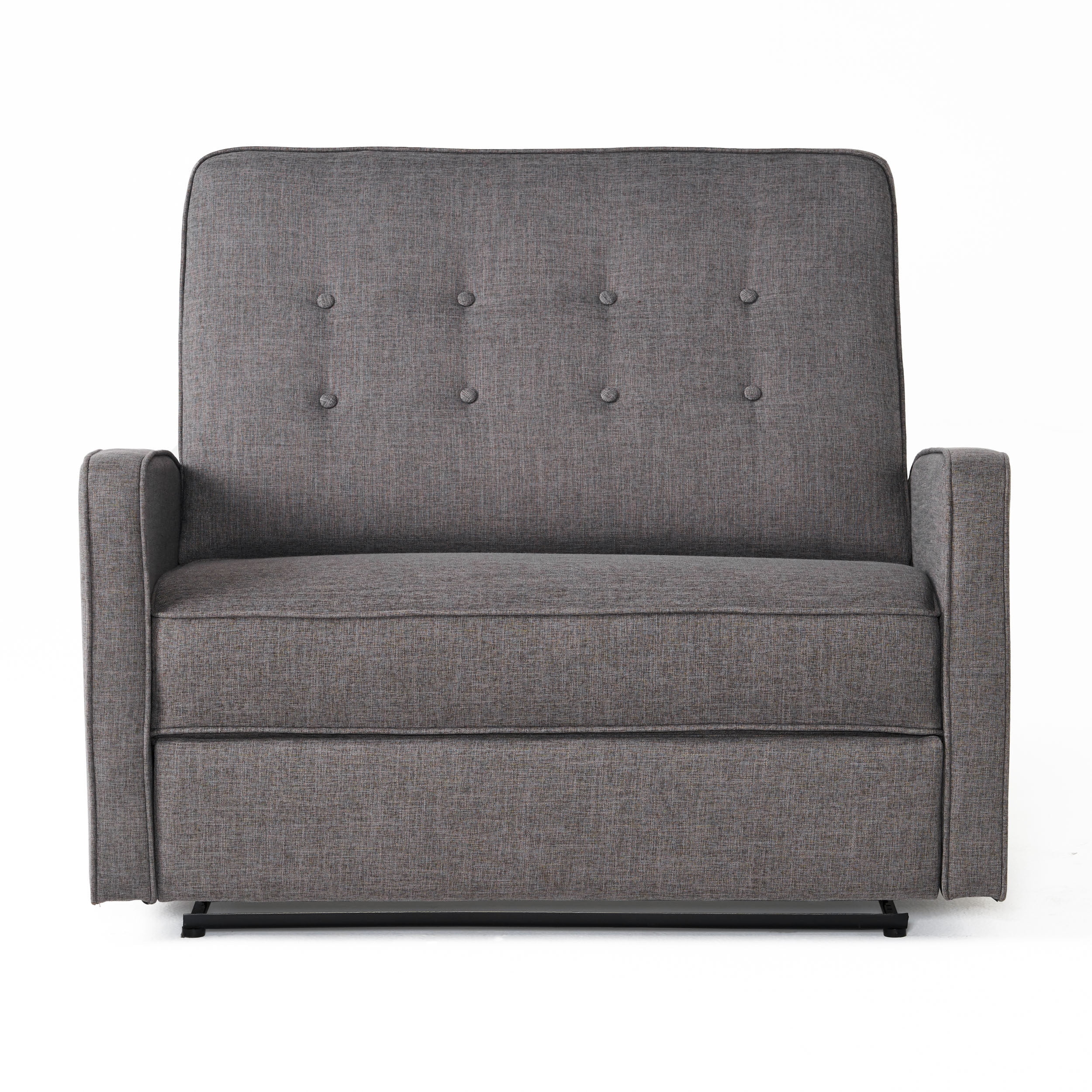 GDF Studio Callade Buttoned Fabric Reclining Loveseat, Gray