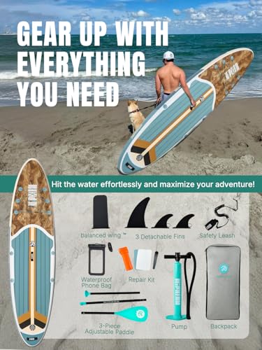 Niphean Inflatable Stand Up Paddle Board with SUP Accessories, Anti-Slip EVA Deck