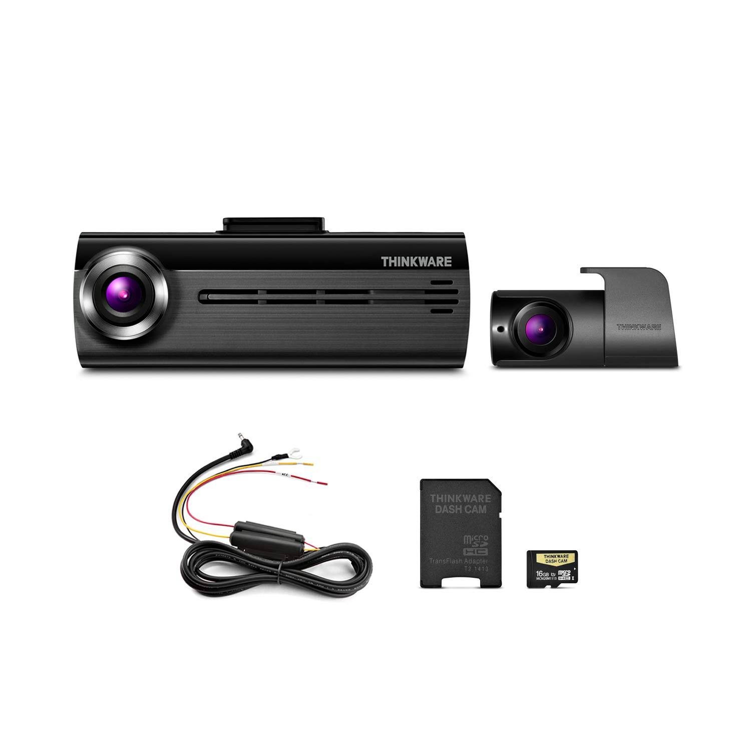 Thinkware FA200 1080p Wi-Fi Dash Cam Bundle with Rear View Camera, Includes 16GB microSD Card and Hardwiring Cable