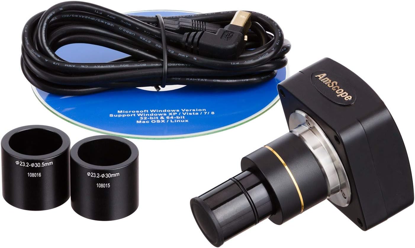 AmScope B120C-E1 Siedentopf Binocular Compound Microscope, 40X-2500X Magnification, LED Illumination, Abbe Condenser, Two-Layer Mechanical Stage