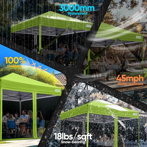 Quictent 6.6'x6.6' Pop up Screened Canopy Tent with Mosquito Netting, Portable Easy up Outdoor Screen House Shelter Fully Sealed for Patio