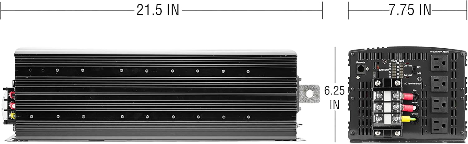 Wagan EL3748 12V 10000 Watt Power Inverter with Remote Control, 20000 Watt Surge Peak