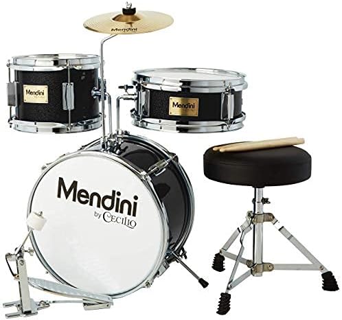 Mendini By Cecilio Kids Drum Set - Junior Kit w/ 4 Drums (Bass, Tom, Snare, Cymbal), Drumsticks, Drummer Seat