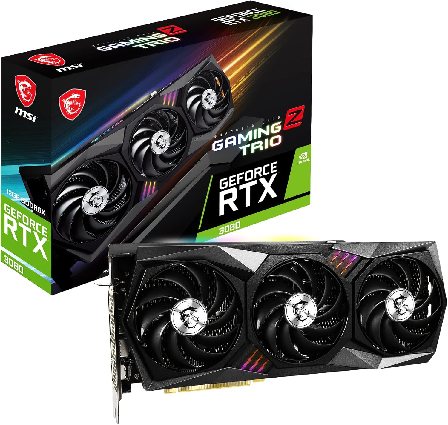 MSI Gaming GeForce RTX 3080 LHR 12GB GDRR6X 384-Bit HDMI/DP Nvlink Torx Fan 4 RGB Ampere Architecture OC Graphics Card (RTX 3080 Gaming Z Trio 12G