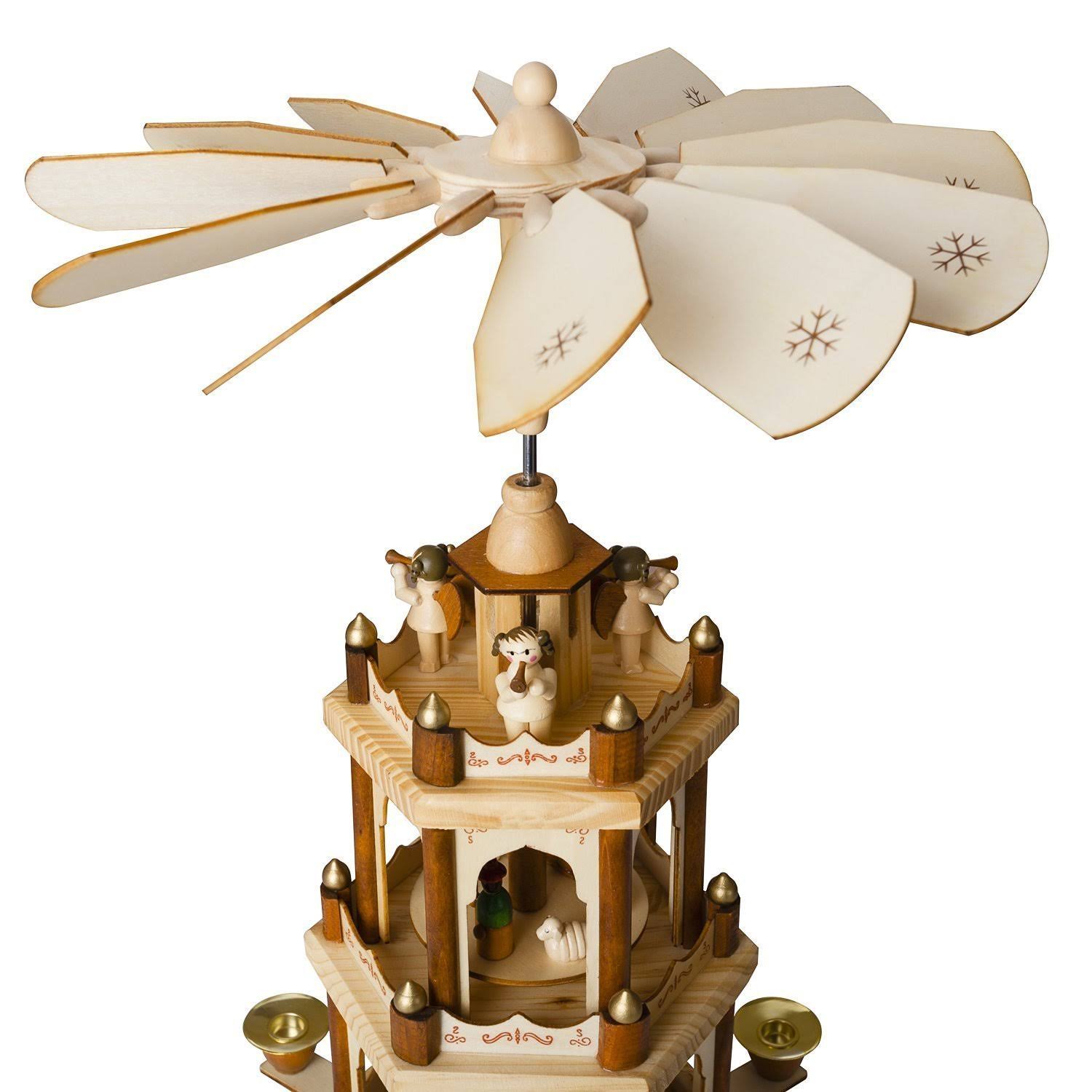 Brubaker Wooden Christmas Pyramid - 18 Inches - 3 Tier Carousel - Nativity Play