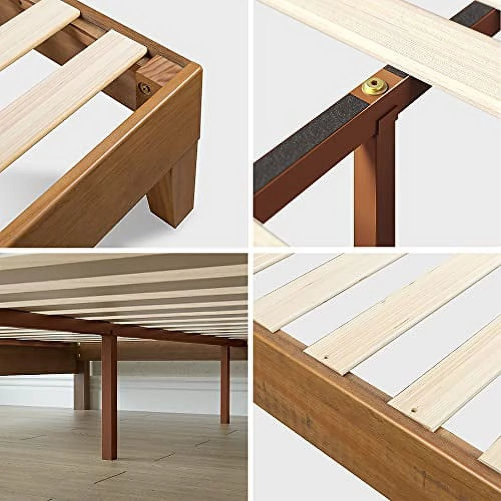 ZINUS Alexis Deluxe Wood Platform Bed Frame / Solid Wood Foundation / No Box Spring Needed / Wood Slat Support / Easy Assembly, Rustic Pine, King