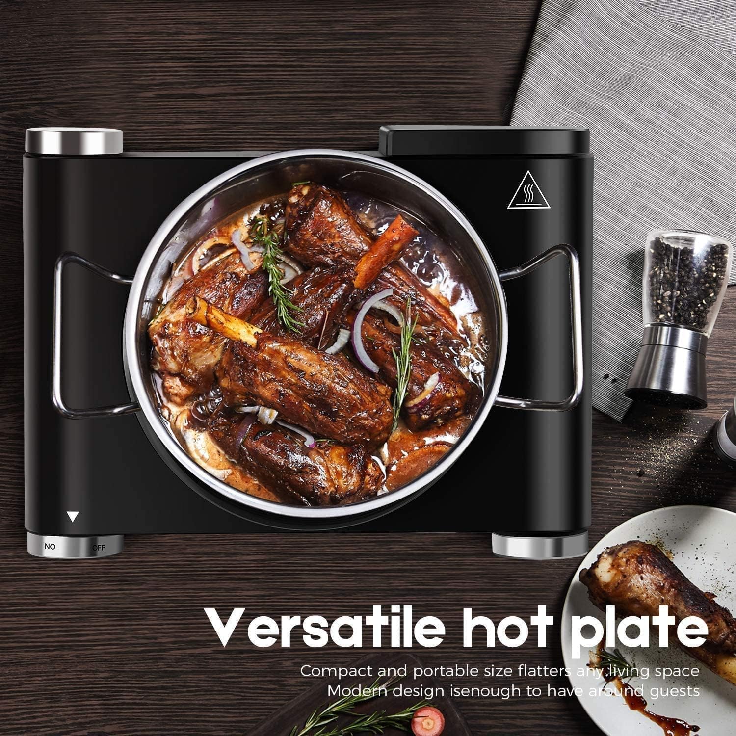 Cusimax Hot Plate Electric Burner Single Burner Cast Iron hot plates for cooking Portable Burner 1500W with Adjustable Temperature Control Stainless