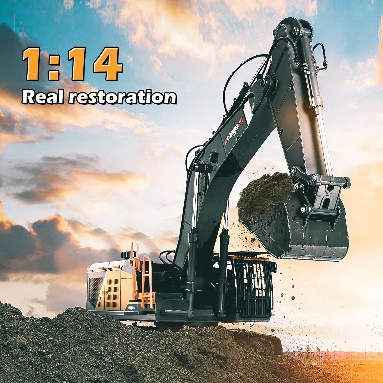 kolegend 22 Channel RC Excavator Remote Control Excavator Toy 1/14 Scale