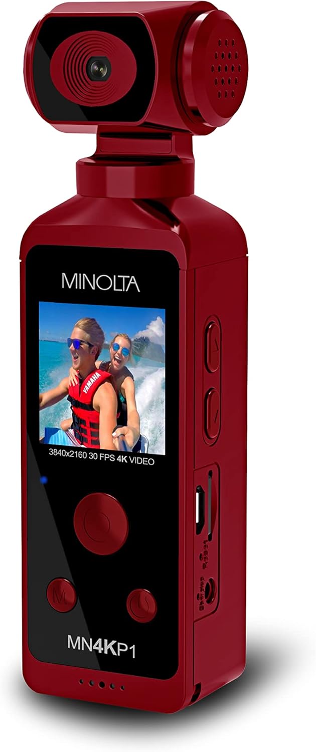 Minolta MN4KP1 4K Ultra HD Wi-Fi Enabled Pocket Camcorder Pack of 2