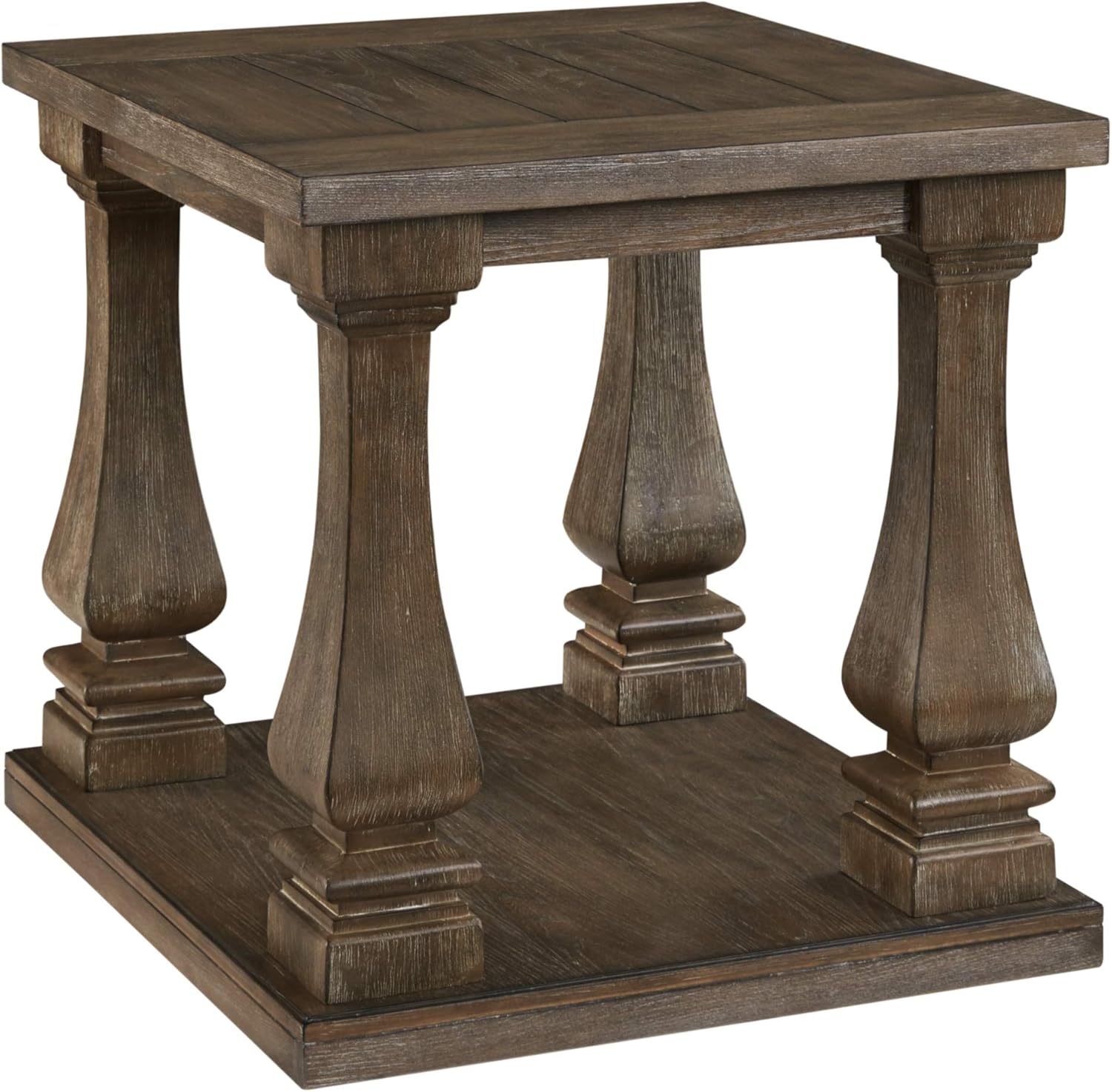 Signature Design by Ashley - Mallacar Vintage Square End Table w/ Fixed Shelf, Black