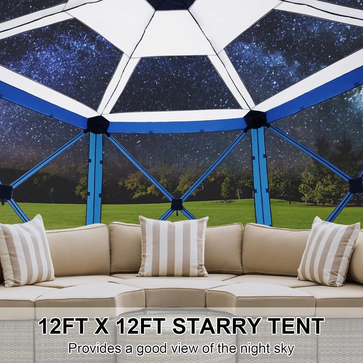 COBIZI 12x12 Pop-up Gazebo Starry Sky Screen Canopy Tent Screen House with 5 sidewalls and Mosquito Nettings for Camping