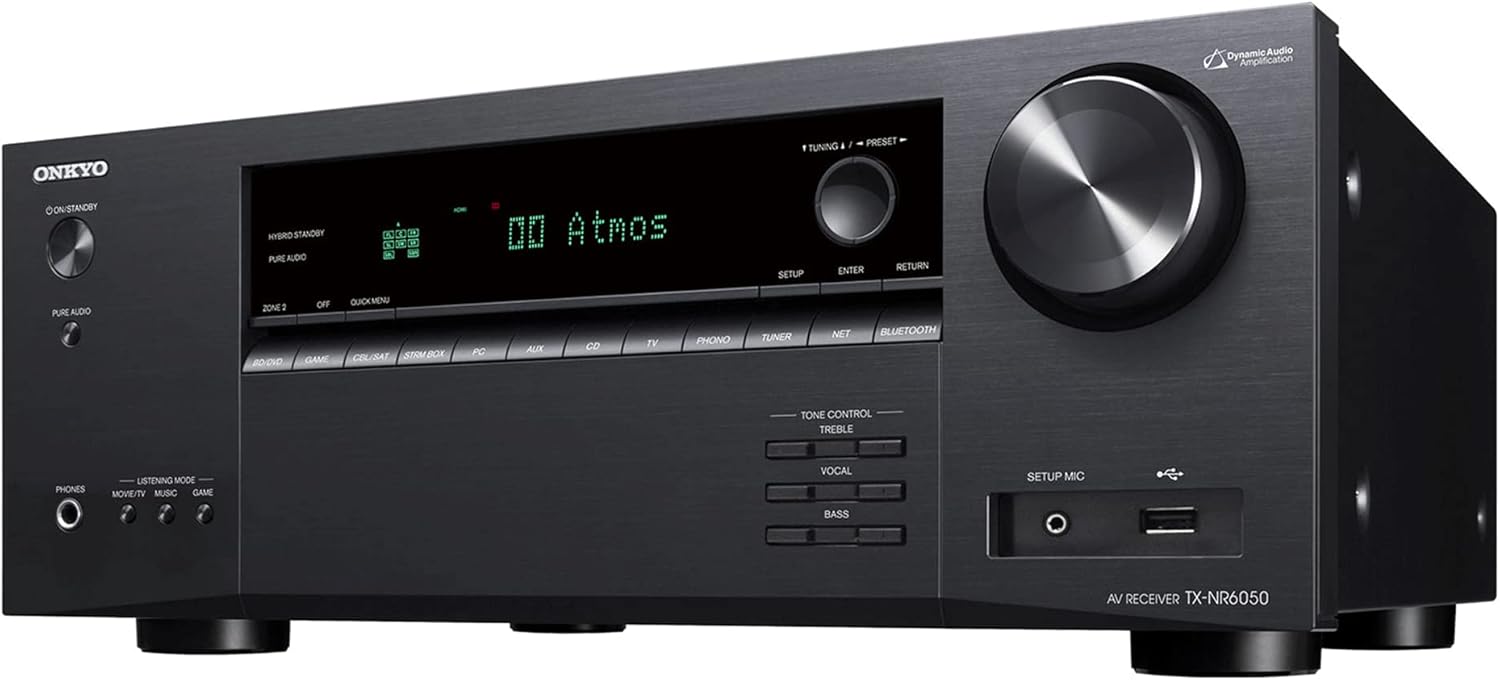 Onkyo TX-NR6050 7.2-Channel Network Home Theater Smart AV Receiver 8K/60, 4K/120Hz Black (Renewed)