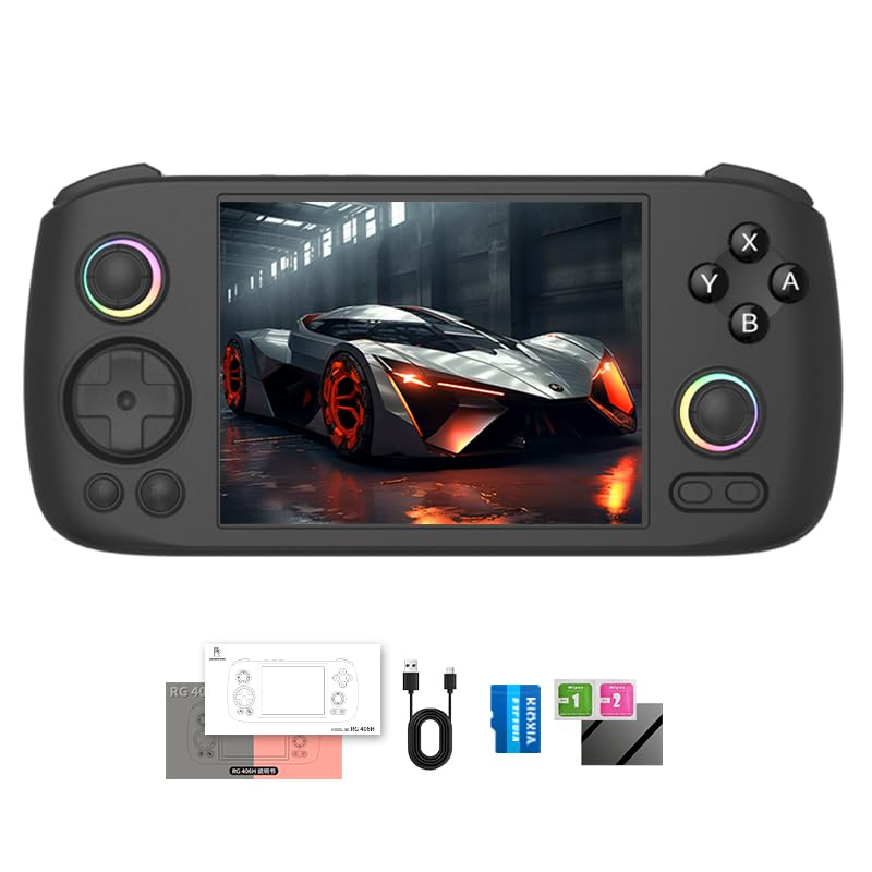 RG 406H Retro Handheld Game Console with 4-inch IPS Screen RGB Lighting Handheld Retro Gaming Console with Android 13 System and 128G TF Card 5000mAh