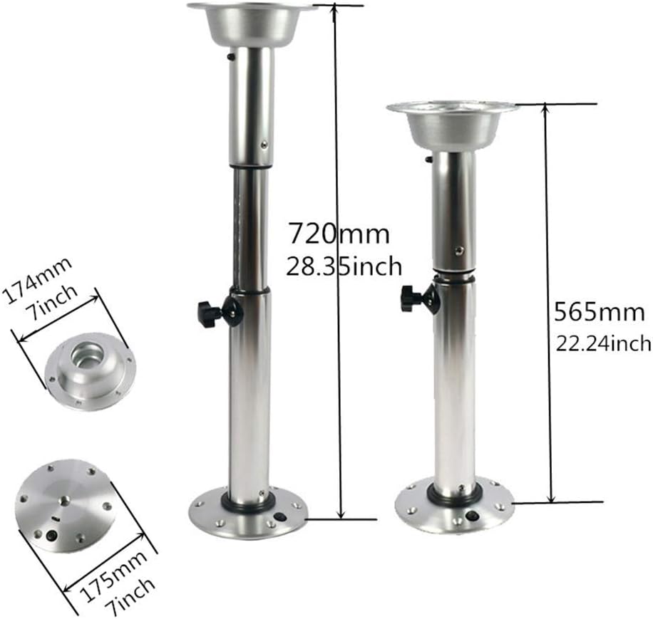 Boat Table, Varnished Removable Marine Table with 4 Cup Holders and Pedestal Base Mount Height Adjustable for Caravan RV Marine Boat