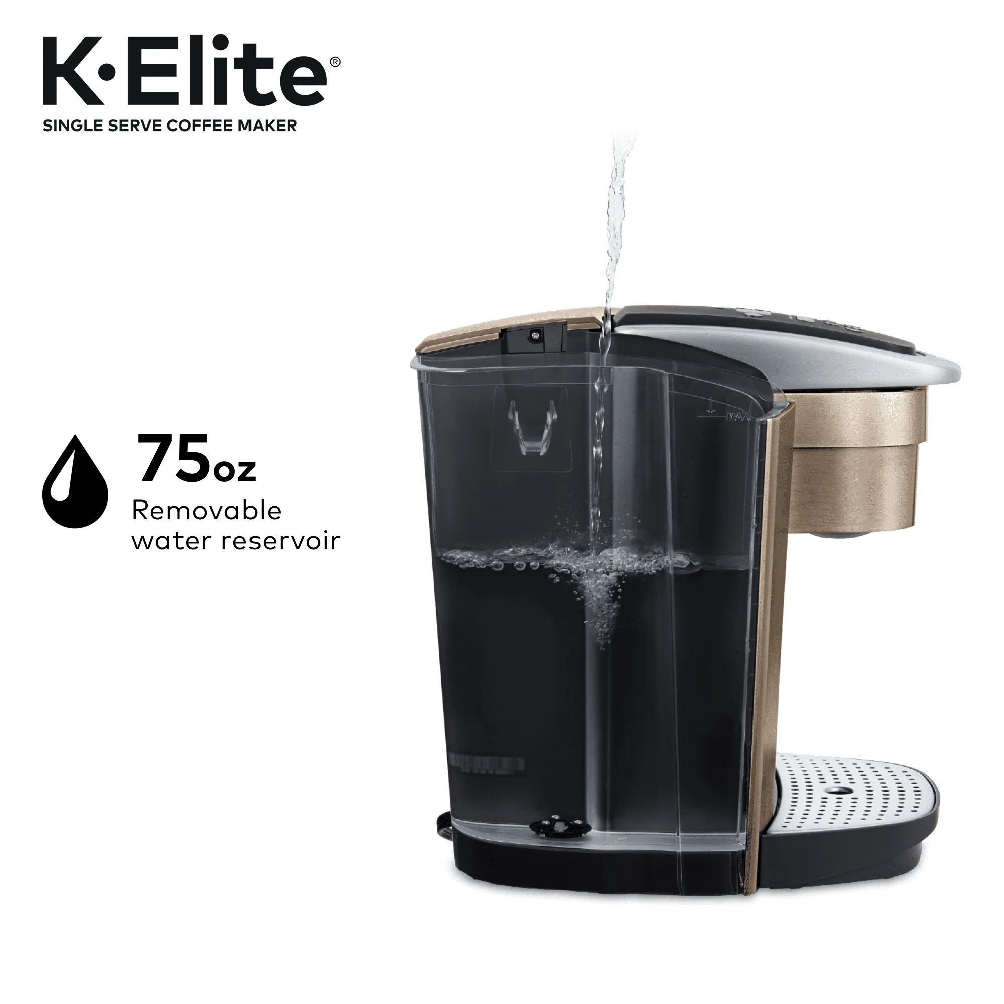 Keurig K-Elite, Single Serve K-Cup Pod Coffee Maker, Brushed Gold