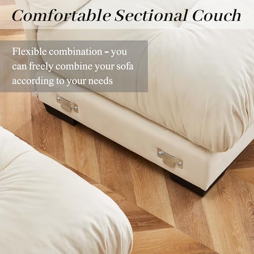 130" Modular Sectional Sofa,Velvet Upholstered Couches for Living Room,3 Seater Green Sofa Couch with Movable Ottoman