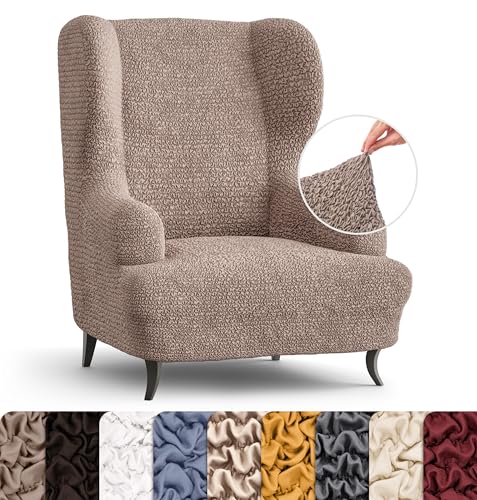 PAULATO BY GA.I.CO. Wingback chair slipcover - High Back Chair Slipcovers - Armchair Cover - 1-Piece Form Fit Stretch Furniture Protector