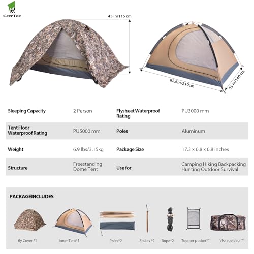 GEERTOP Ultralight 2 Person Backpacking Tent 4 Season Waterproof Camping Tent Double Layer Cold Weather Easy Set Up Tents for Family Camp, Hiking