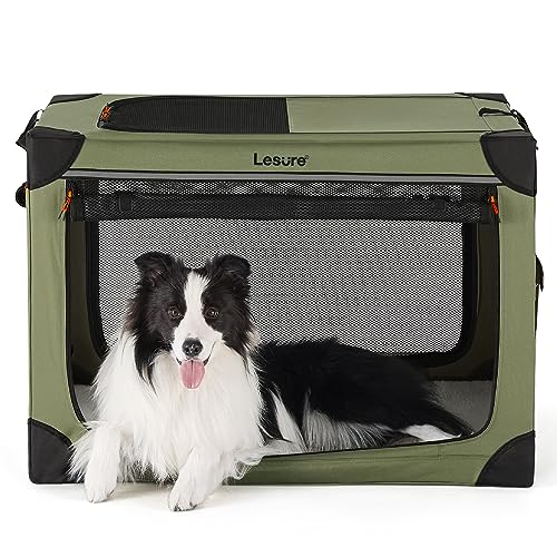 Lesure Soft Collapsible Dog Crate - 42 Inch Portable Travel Crate for Extra Large Dogs Indoor & Outdoor