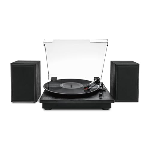 Victrola The Quincy 6-in-1 Bluetooth Record Player & Multimedia Center with Built-in Speakers &ndash; 3-Speed Turntable, CD & Cassette Player