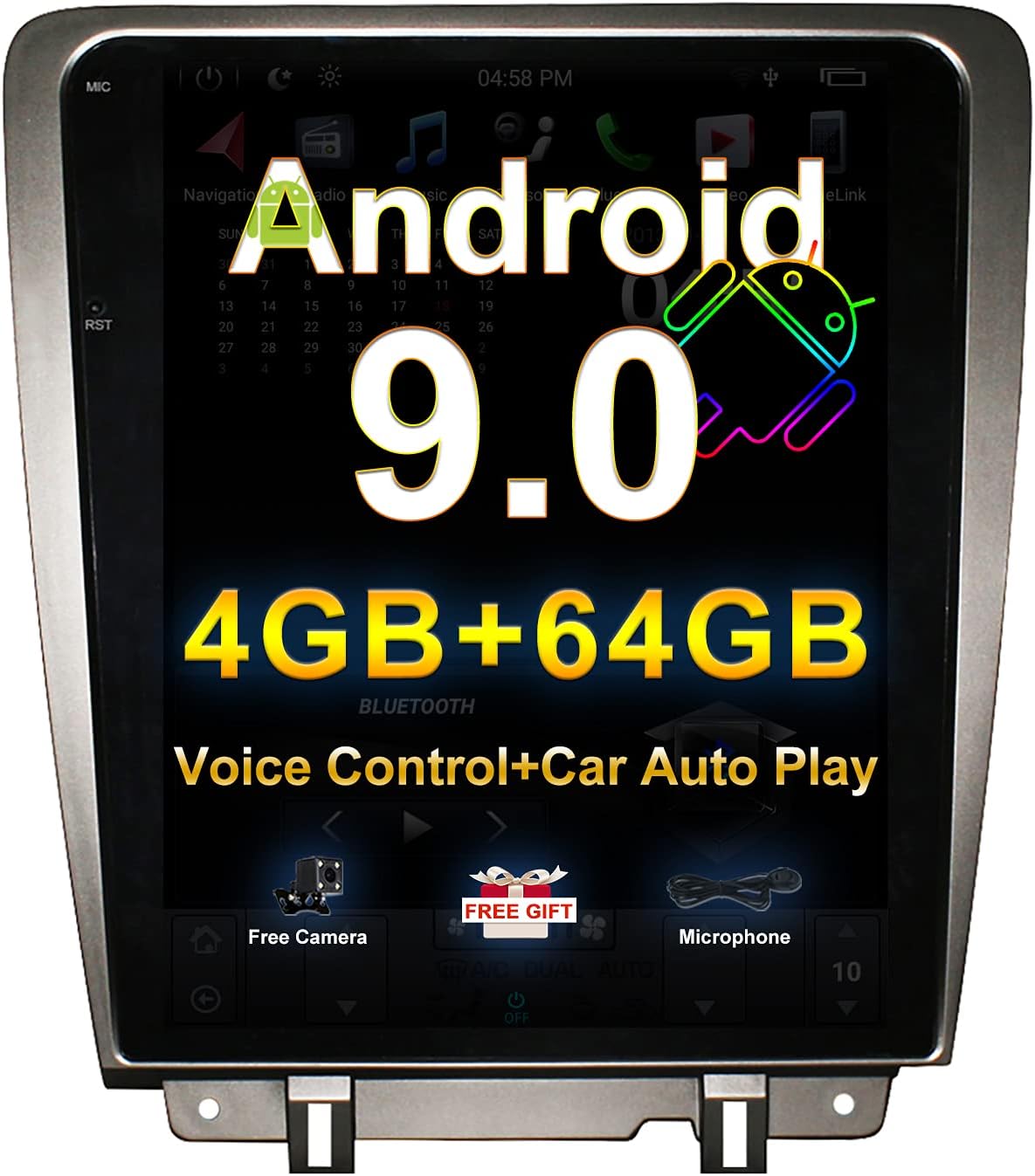Car Entertainment Multimedia Radio 12.1 Inch Android Car Navigation Stereo for Ford Mustang 2010-2014 Touch Panel