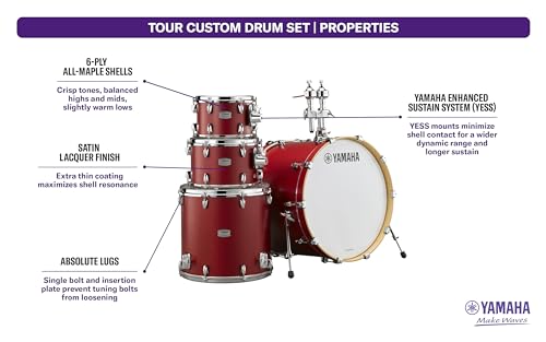 Yamaha Tour Custom Maple 4pc Standard Shell Pack, Chocolate Satin