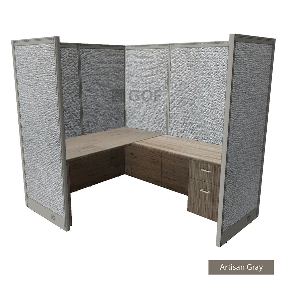 GOF 1 Person Workstation Cubicle(5'D x 6.5'W x 6'H) / Office Partition, Room Divider (72" H Cubicle with Desk, Espresso)