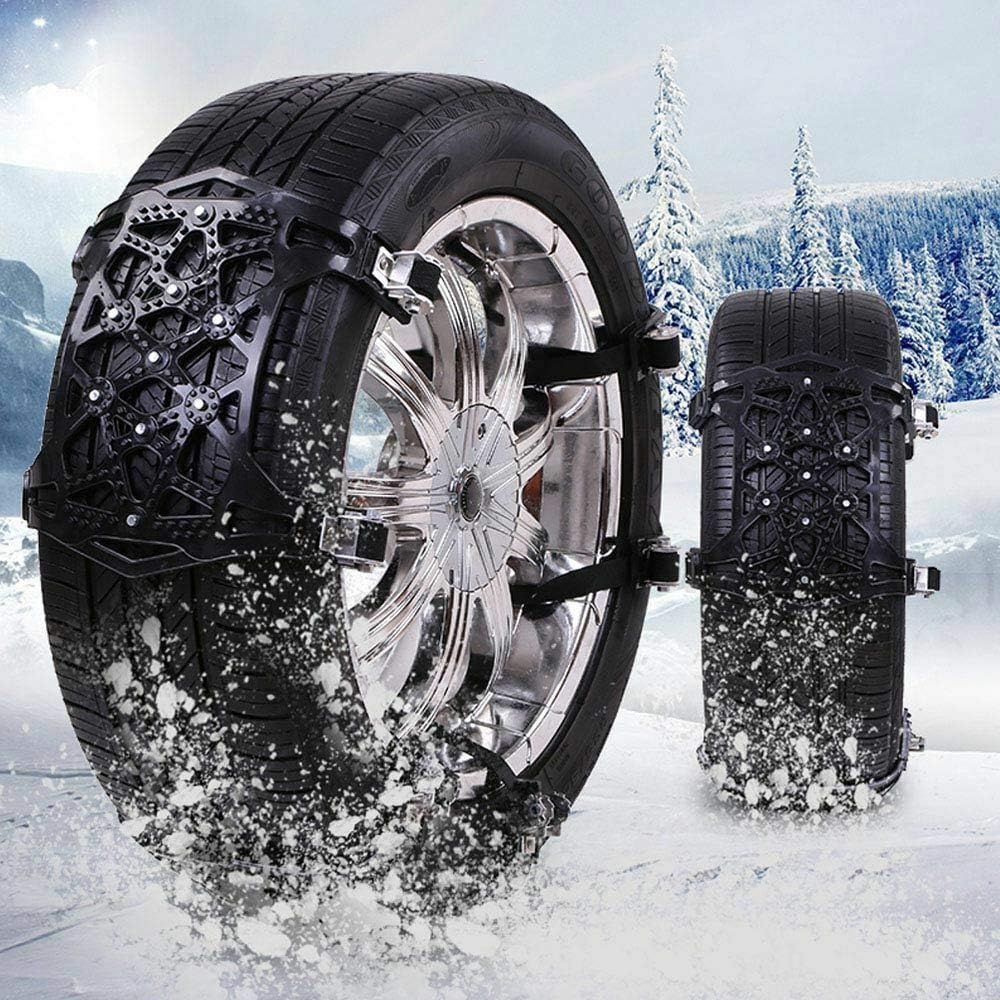Anti Skid Snow Tire Chains, 6pcs Universal Adjustable Emergency Traction Chains for 165-275mm Tires Cars Trucks