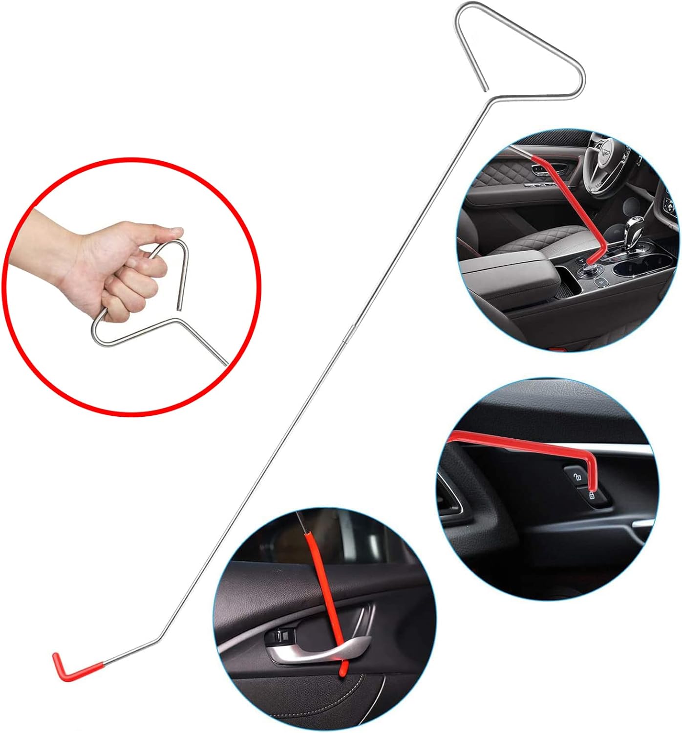 OUMANDE 12 Pcs Professional Long Reach Tool Kit, Emergency Car Kit with Big Easy Entry Long Big Reach Grabber, Inflatable Air Pump Wedge