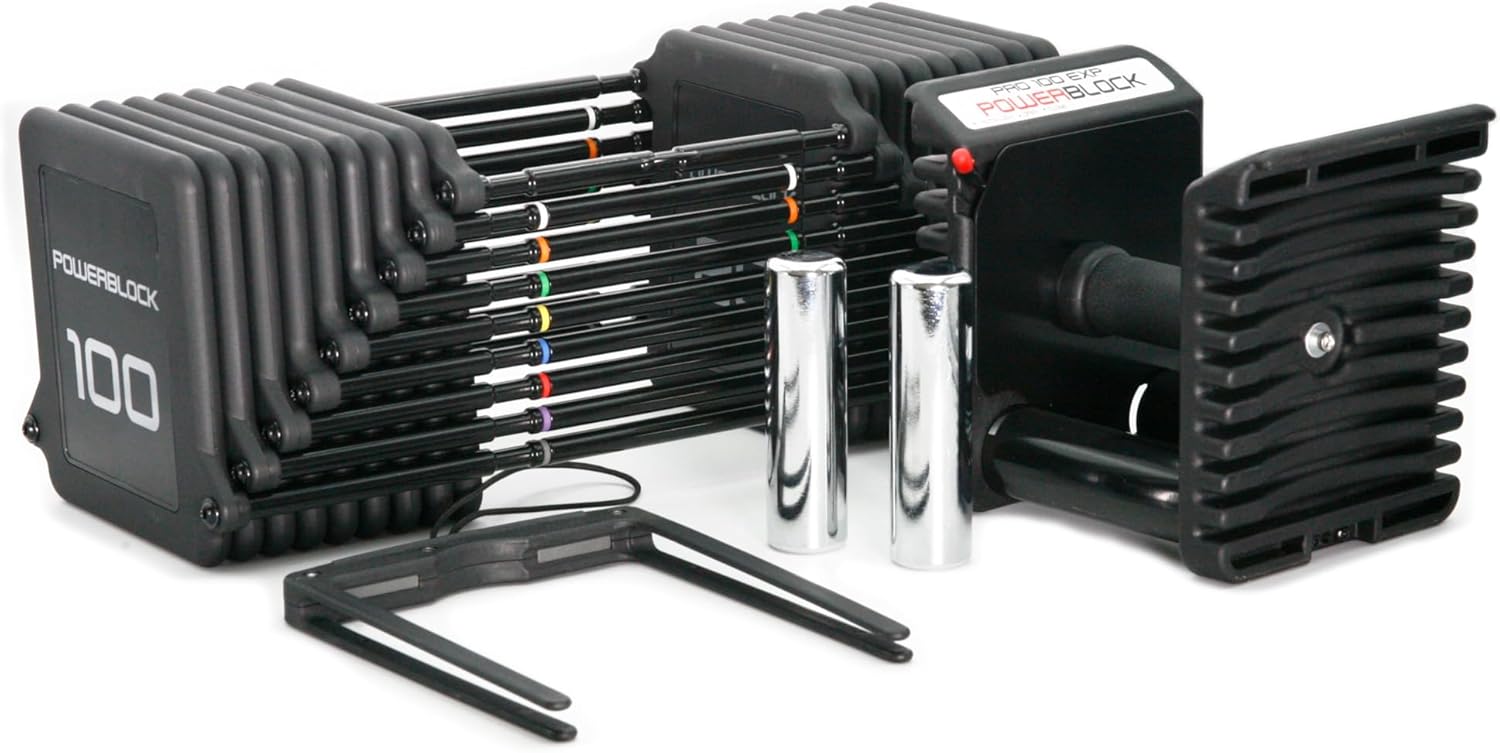 PowerBlock Pro 100 Adjustable Dumbbell, Single 5-100 lb Dumbbell – Durable Steel Build, Innovative Workout Equipment, All-in-One Dumbbell