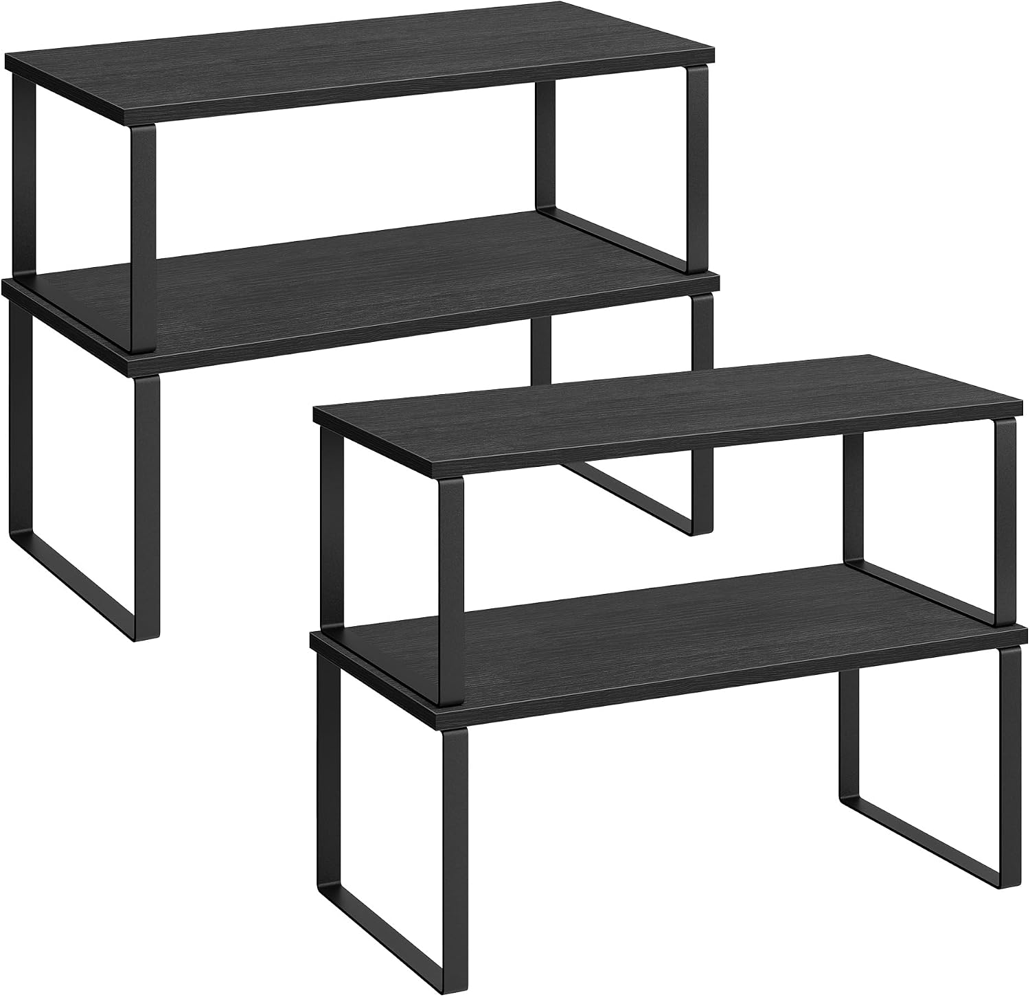SONGMICS Cabinet Organizer Shelf, Set of 4 Kitchen Counter Shelves, Kitchen Storage, Spice Rack, Stackable, Expandable, Metal and Engineered Wood
