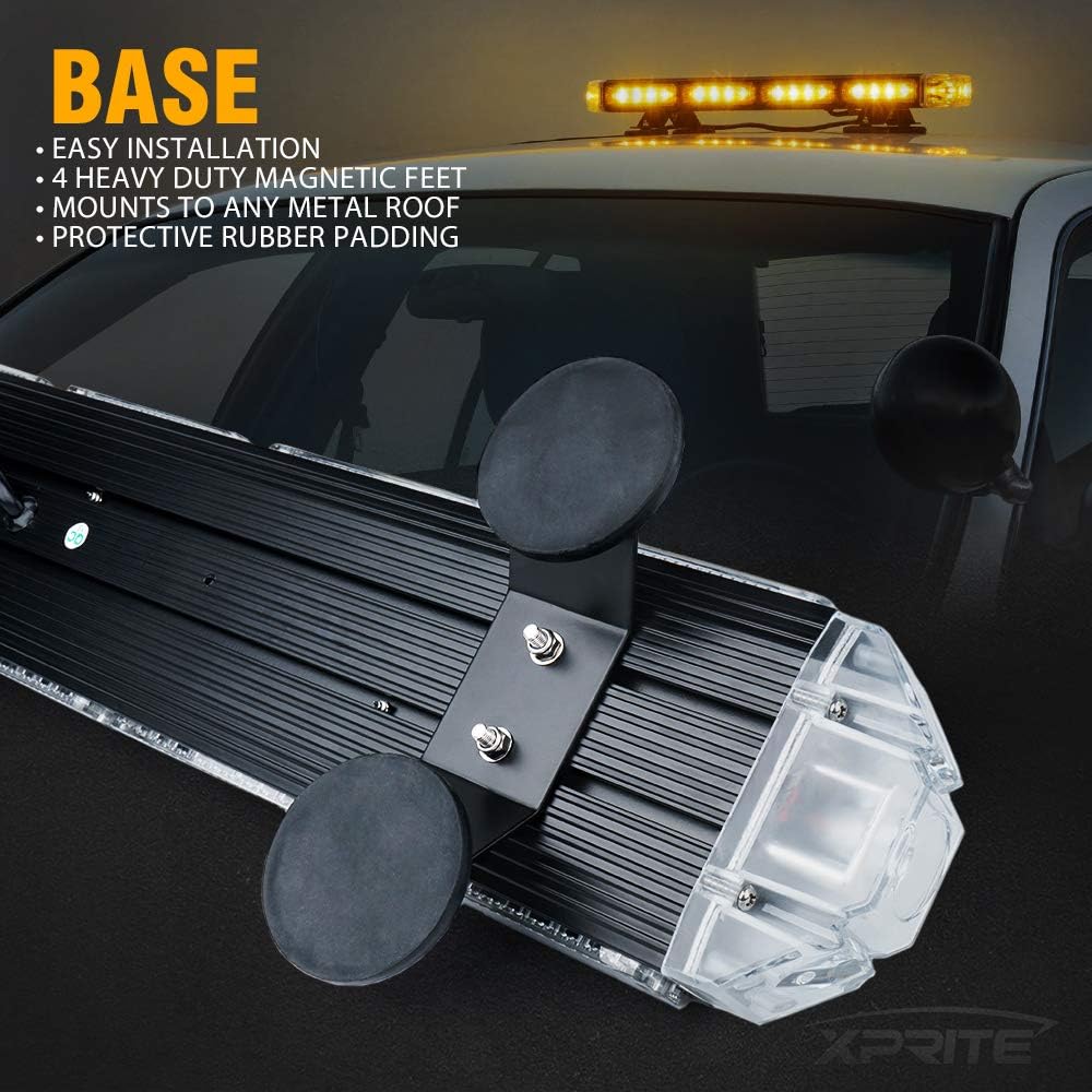 Xprite 48" Traffic Advisor White Amber Emergency Strobe Light Bar High Intensity LED Rooftop Warning Security Caution Lightbar w/Adjustable Brackets