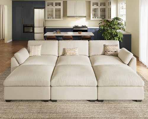 Belffin Extra Large Modular Sectional Sofa,106.3" 4-Seater L Shaped Couch,Velvet Convertible Sectional Couches for Living Room