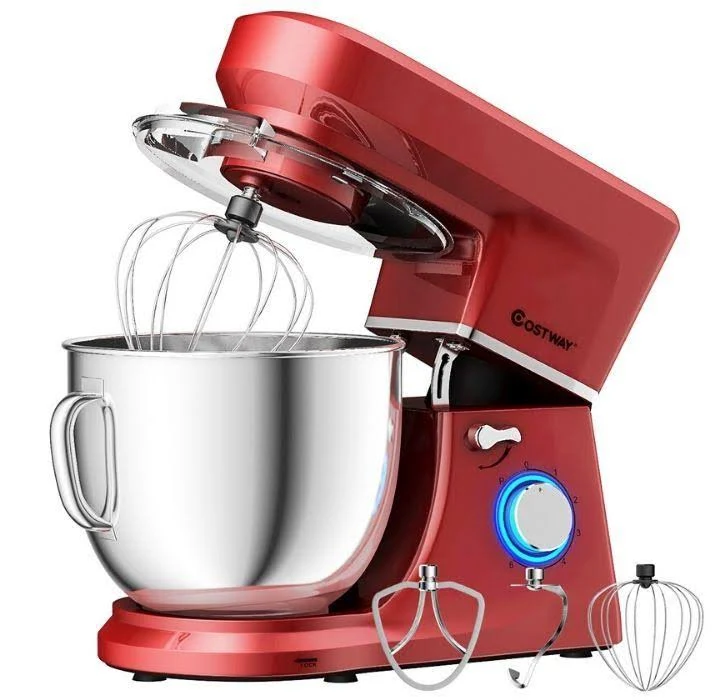 Costway Tilt-Head Stand Mixer 7.5 qt 6 Speed 660W with Dough Hook, Whisk u0026 Beater Black