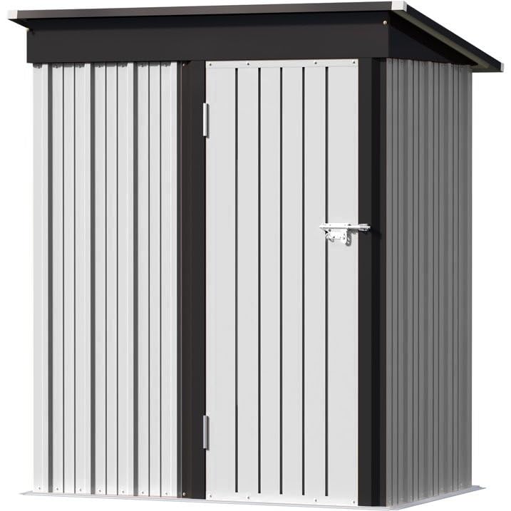 Greesum 5×3 FT Outdoor Storage Shed, Metal Storaged Sheds Without Floor, Tool Sheds with Lockable Doors and Sloping Roof for Garden, Patio, Backyard