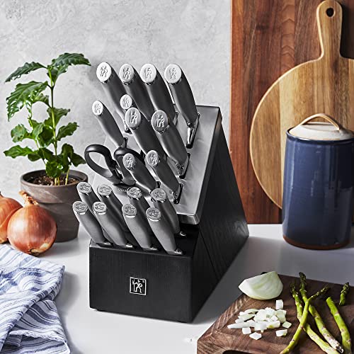HENCKELS Modernist 20-pc Self-Sharpening Knife Set with Block, Chef Knife, Paring Knife, Utility Knife, Bread Knife, Steak Knife, Black