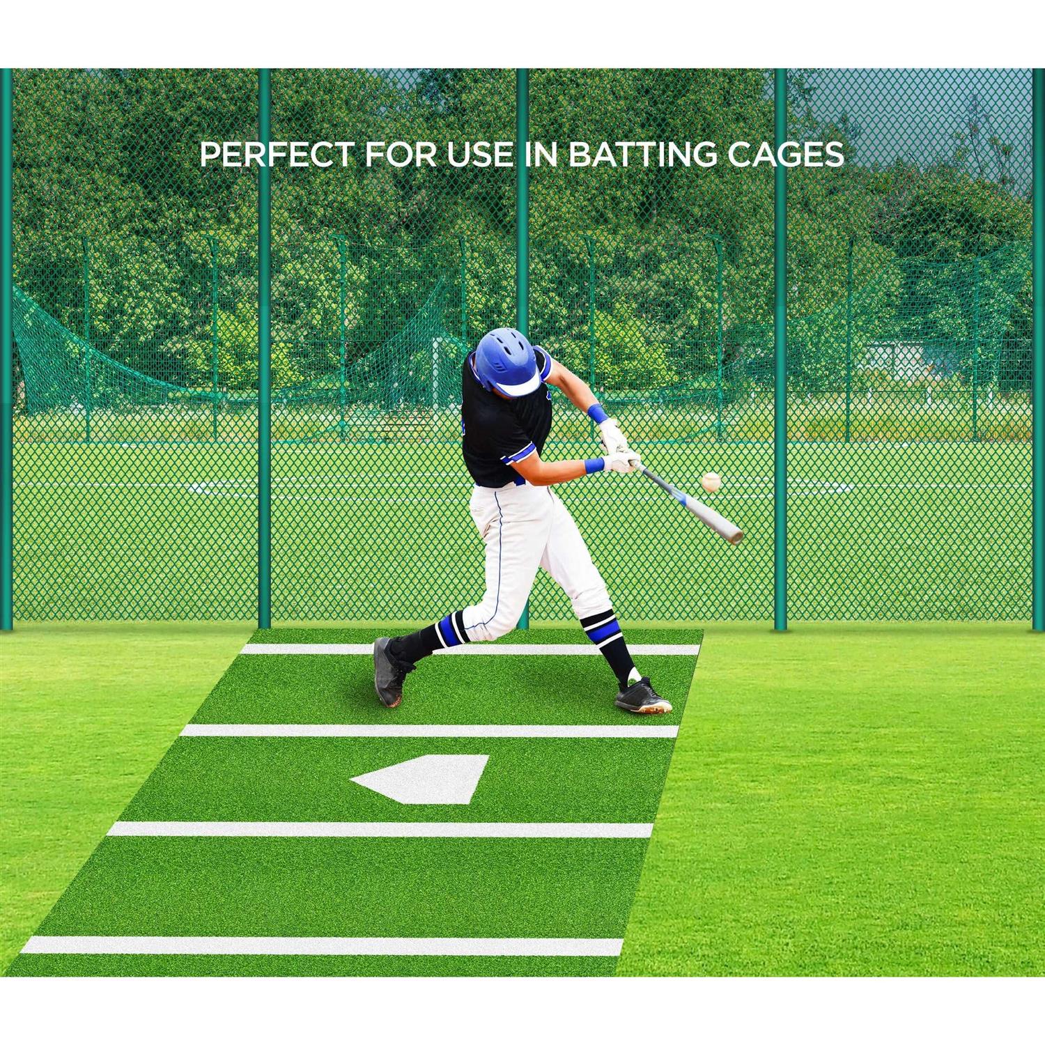 ZivPlay Batting Mat Baseball Hitting Mat 12 x 6 Regulation Size Turf Batters Box Mat with Home Plate and Anti Fade Turf for Baseball Softball