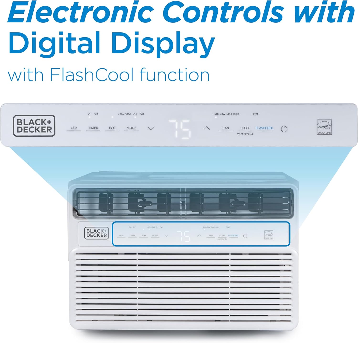 BLACK+DECKER 8,000 BTU Inverter Window Air Conditioner, Window AC Units for Up To 350 Sq. Ft., ENERGY STAR Rated AC Unit