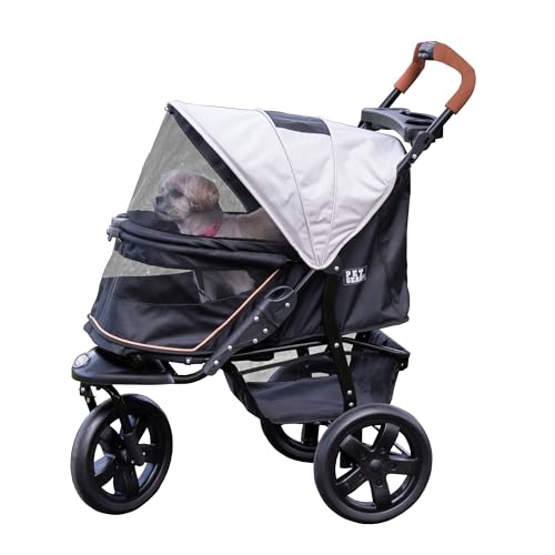 Pet Gear No-Zip AT3 Pet Stroller for Cats/Dogs, Zipperless Entry, Easy One-Hand Fold, Jogging Tires, Removable Liner, Cup Holder + Storage Basket