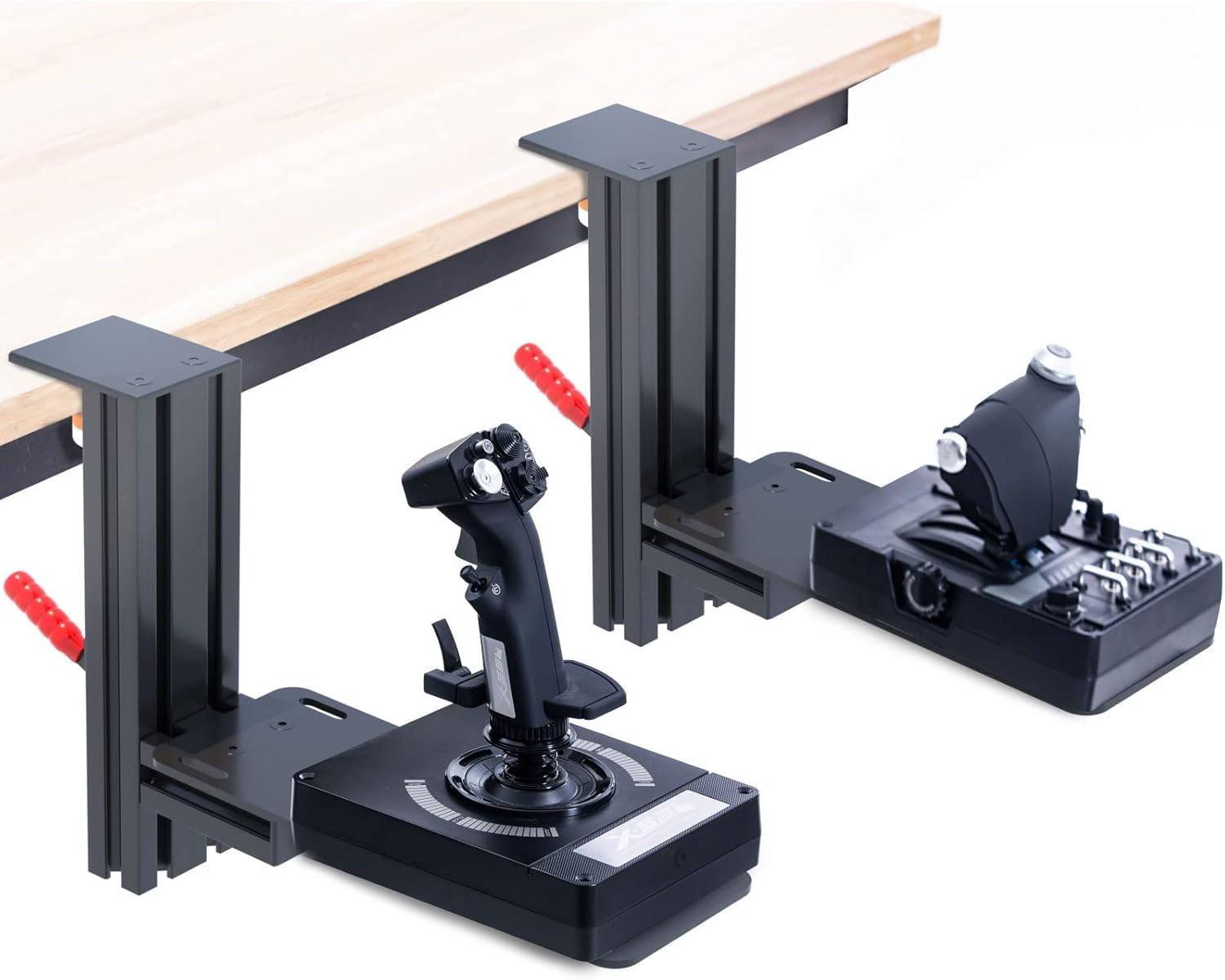 Meza-Set of 2 Hotas Desk Mounts Joystick Mount Compatible with Logitech G X52/X52 Pro/X56/X56 Rhino/Thrustmaster T.16000M FCS/TCA Officer Pack Airbus