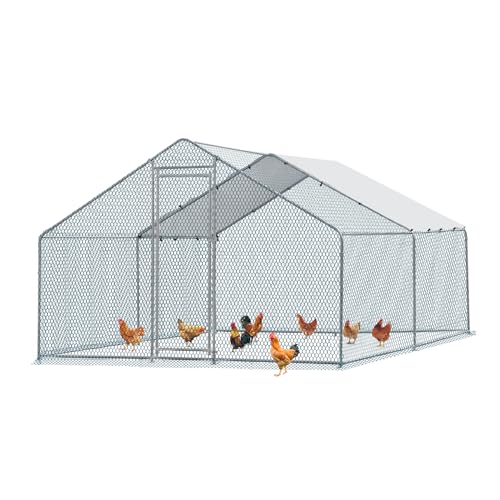 Outvita Chicken Coop, 13×10 FT Large Metal Chicken House, Poultry Habitat Cage with Waterproof Cover
