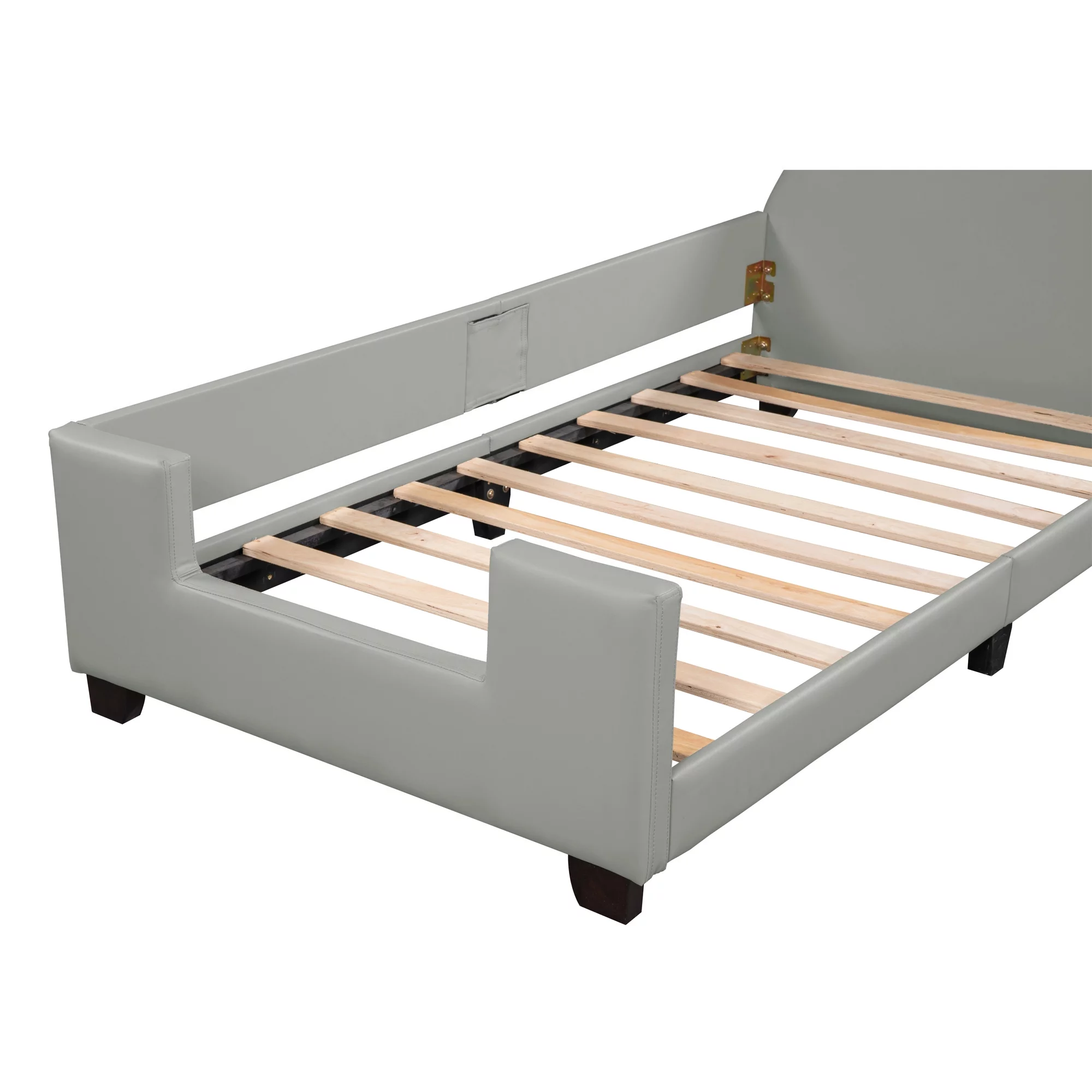 Twin Size Kids Daybed Upholstered Twin Bed with Carton Ears Shaped Headboard, Wooden Cute Twin Platform Bed Frame for Girls Boys Toddlers
