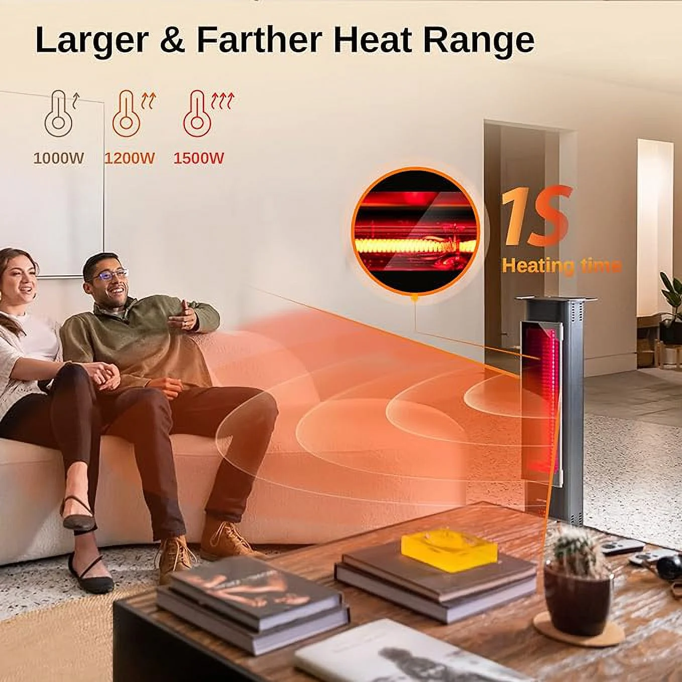 Open Box EAST OAK Patio Heater 1500W Infrared Electric Heater Portable Premium Tower