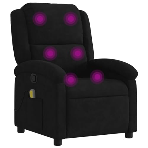 Massage Recliner Chair Black Velvet,Plush Velvet Reclining Massage Chair with Adjustable Footrest, Headrest